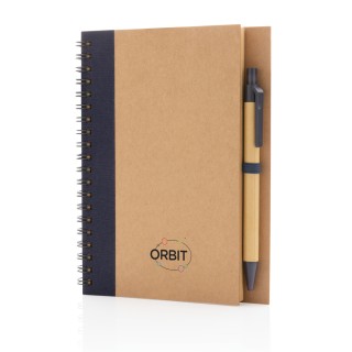 Cuaderno de espiral kraft con bolígrafo promocional